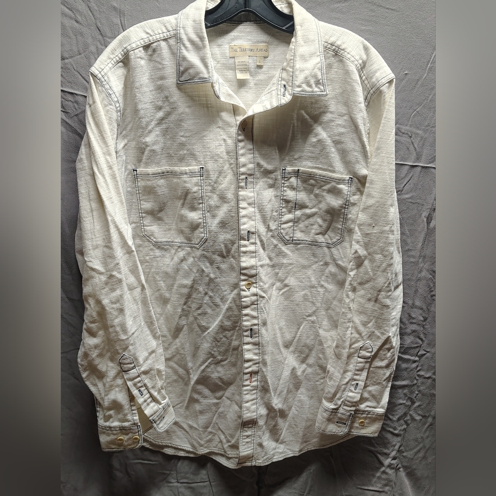 Mens White With Blue Stiching Size Large By Terriorory Ahead